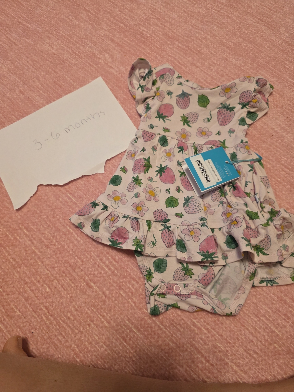Posh Peanut Pink Strawberry Floral Ruffle One-Piece Bodysuit